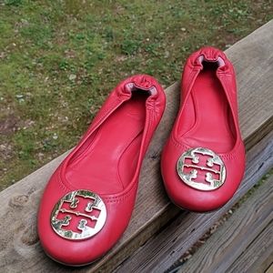 Tory Burch red flat flats shoes sz size 11
